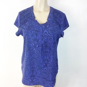 Croft&Barrow women’s Blouse Size Medium Blue Black Paisley Print Lightweight top